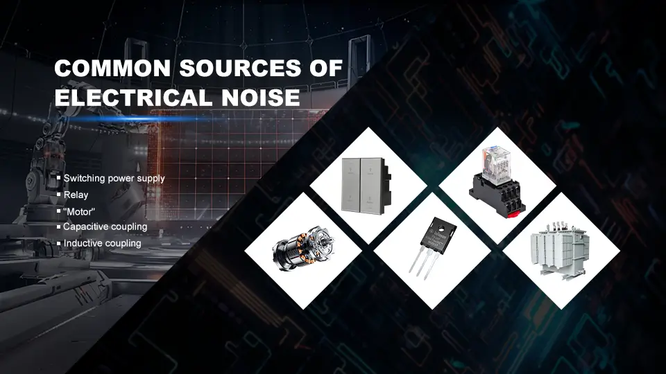 Common sources of electrical noise in various devices.